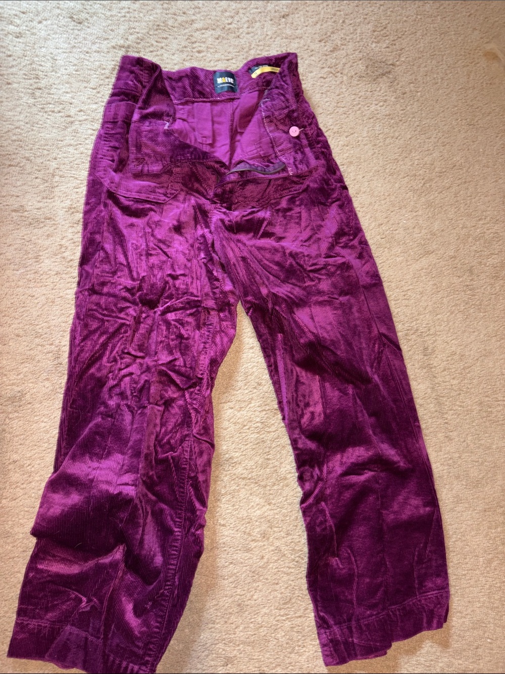 Anthropologie Maeve Magenta Corduroy Trousers